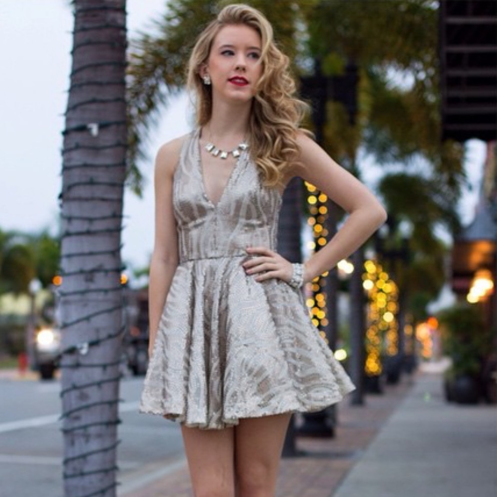 Bebe sequined fit & flare dress NWT